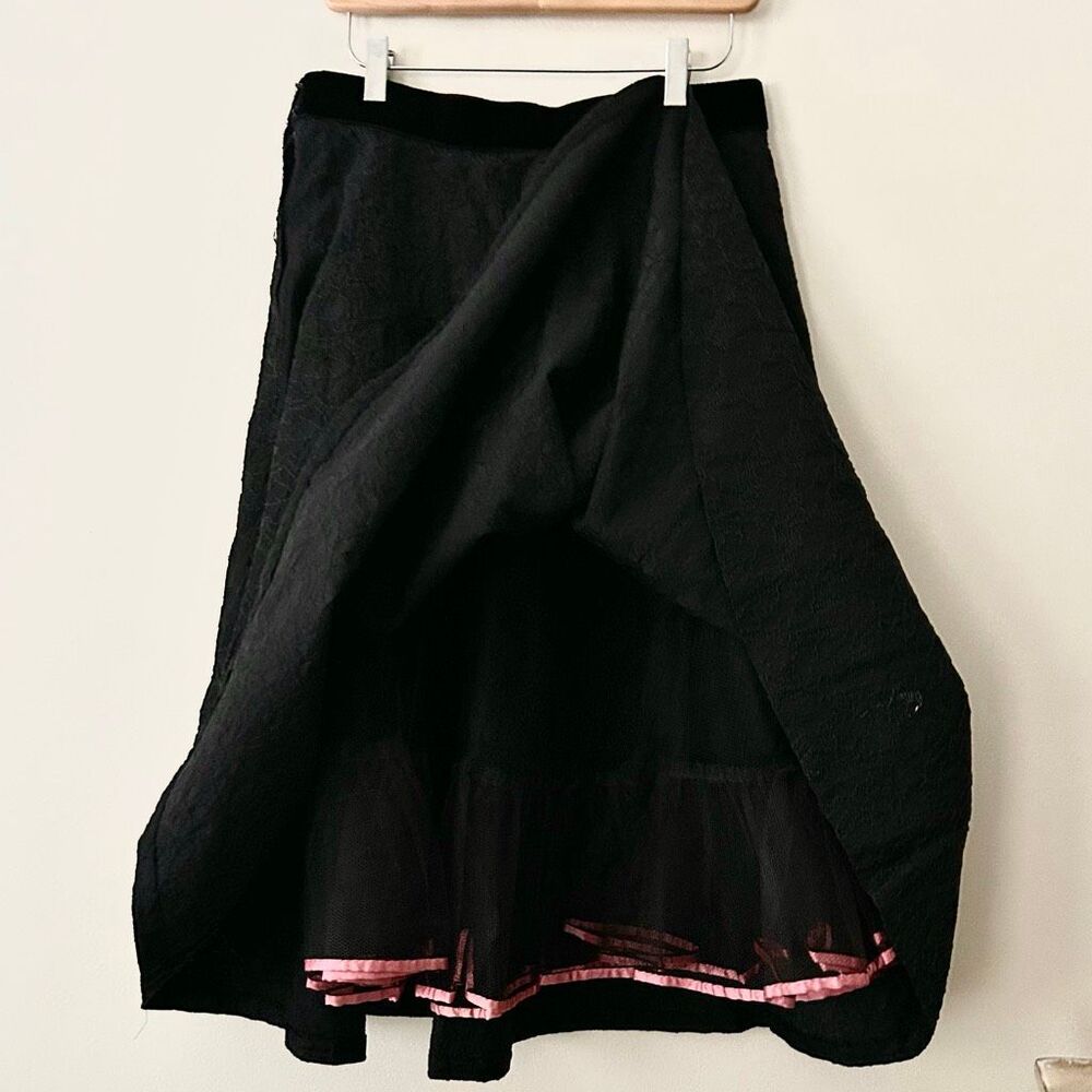 1950s Smart Set Sportswear Black Brocade Full Skirt Tulle Petticoat Velvet Waist